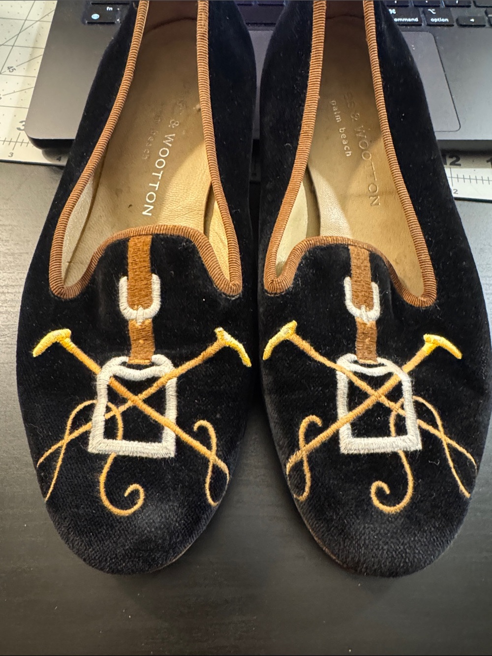 Stubbs & Wootton 6.5 Black Velvet Stirrup Equestrian Loafers Womens - Picture 10 of 10